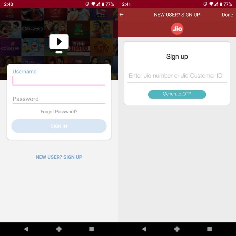 Jio TV App Screenshots