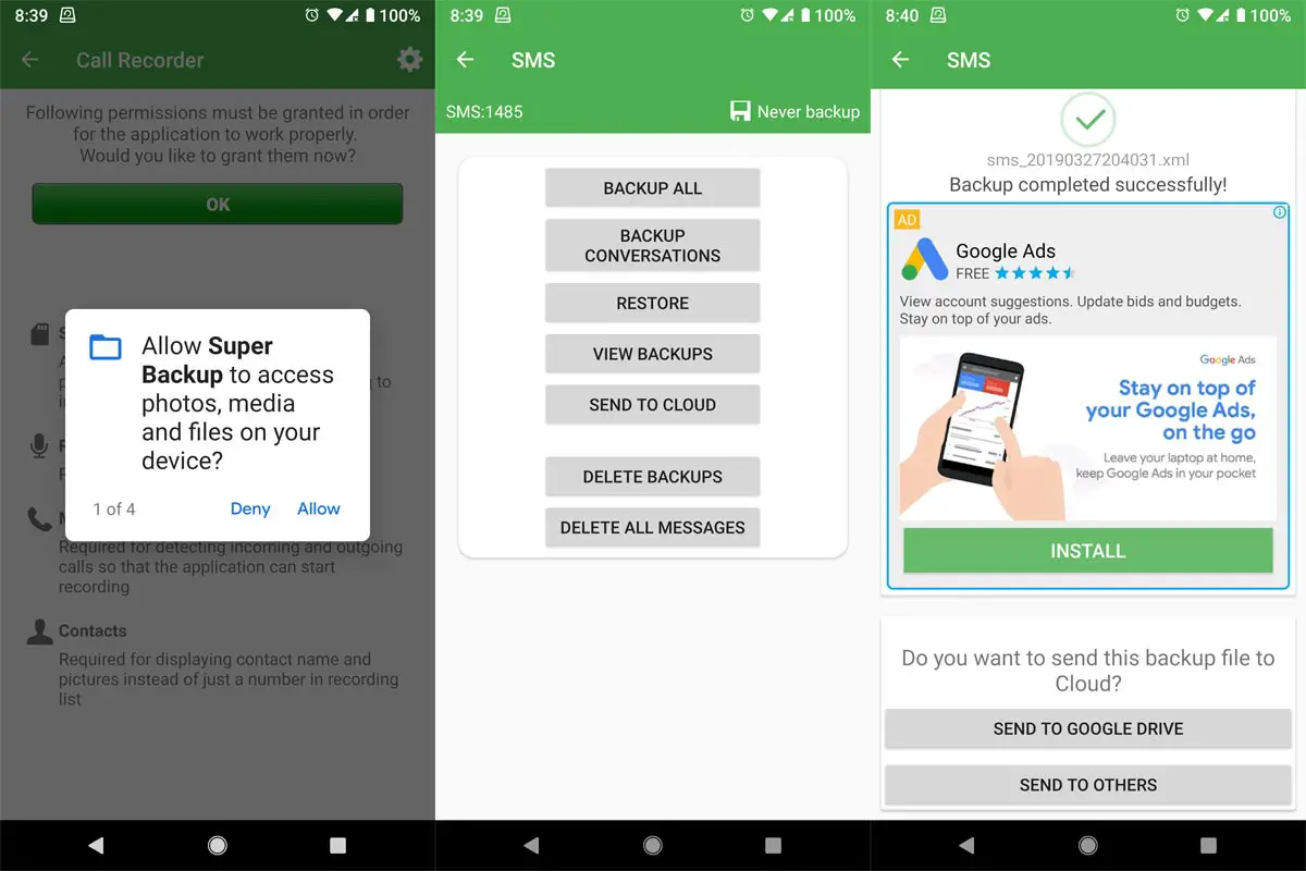 what the best free sms backup app android