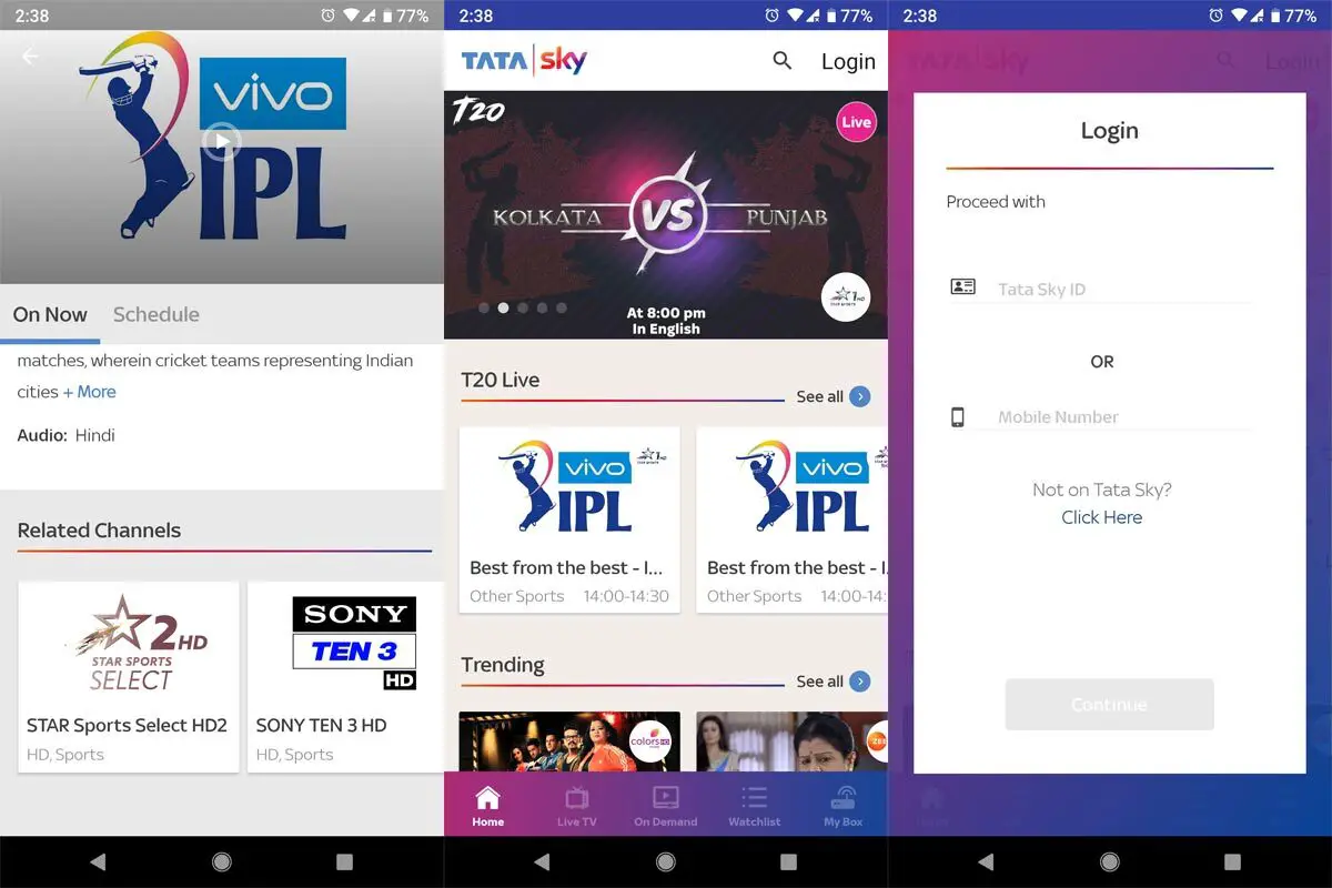 TATA Sky Android App Screenshots