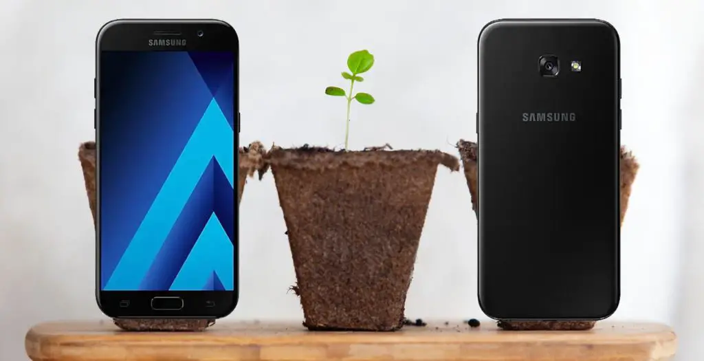 Samsung A5 2017 with Plants Background