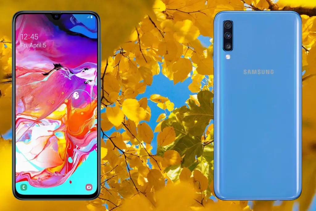 Samsung A70 with Flowers Background