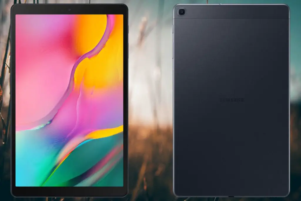 Samsung Galaxy Tab A 10 2019 with Field Background