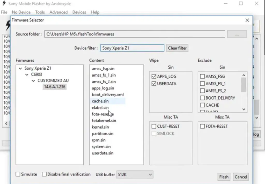 Flash Firmware Sony Xperia using Flashtool