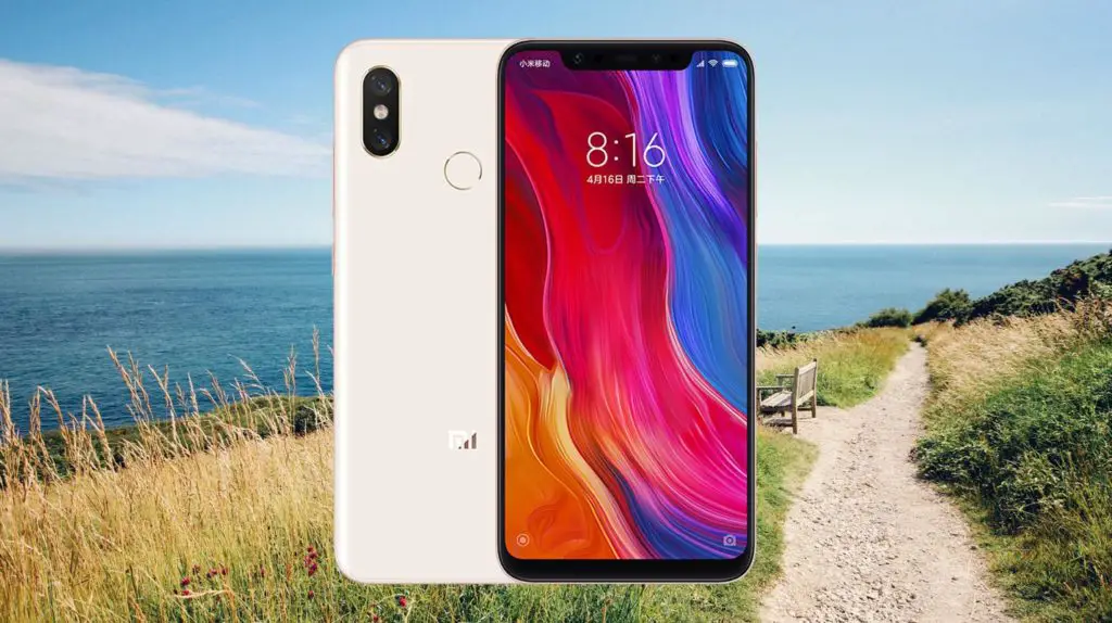 Xiaomi Mi 8 with Sea View Background