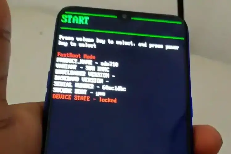 Realme X Fastboot Mode Screen