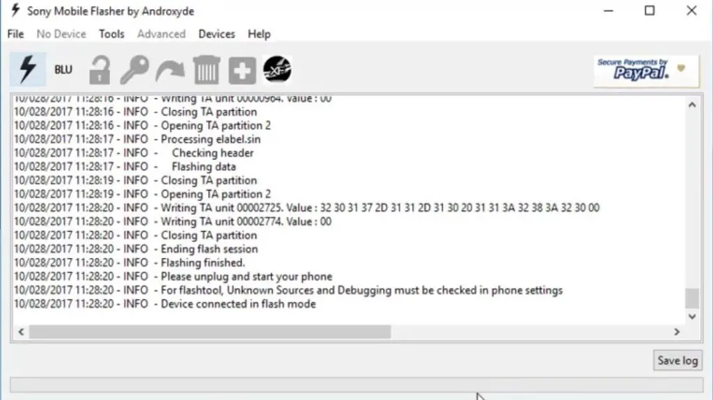 Sony Flashtool Firmware Flash Success Message