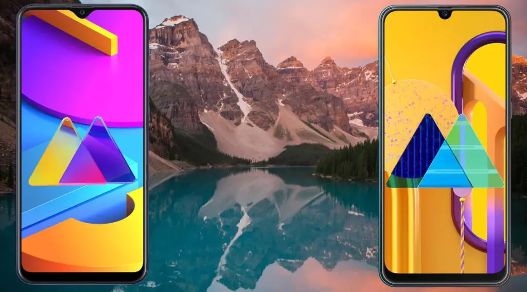 Samsung Galaxy M10s and M30s With Mountain Reflection Background