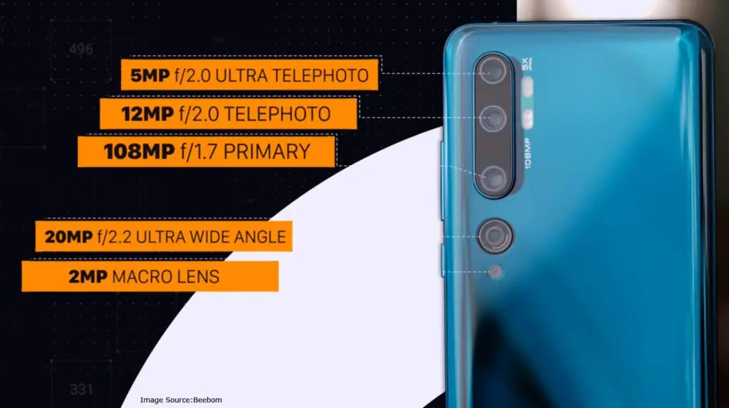 mi note 10 camera specs