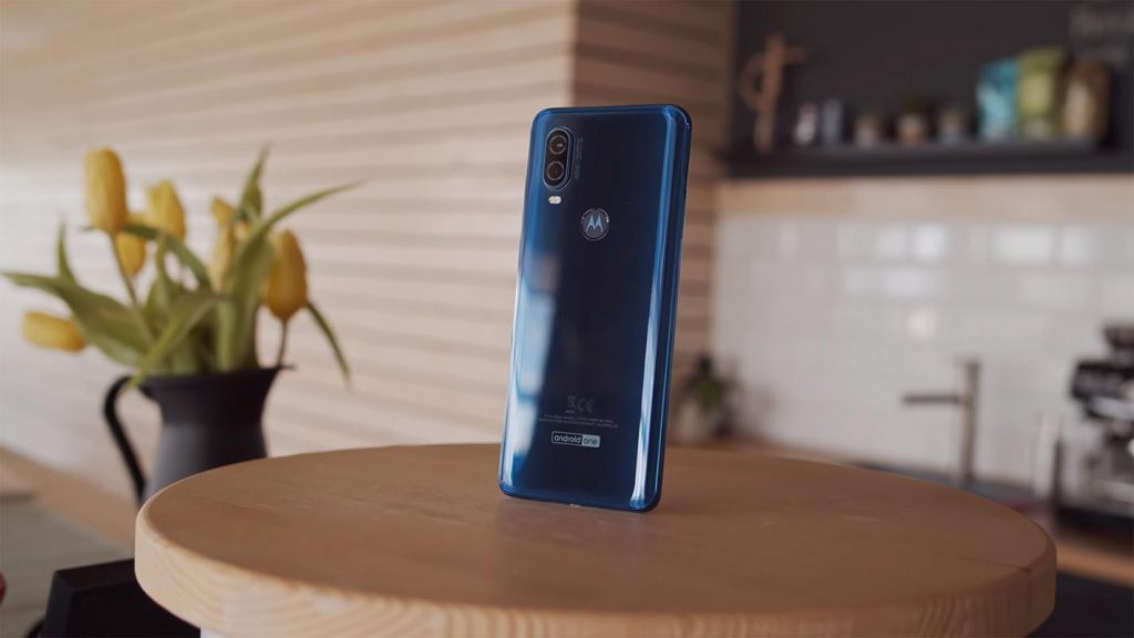 Motorola One Vision on the Wooden Table