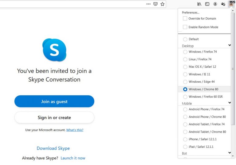 i create skype account from the app