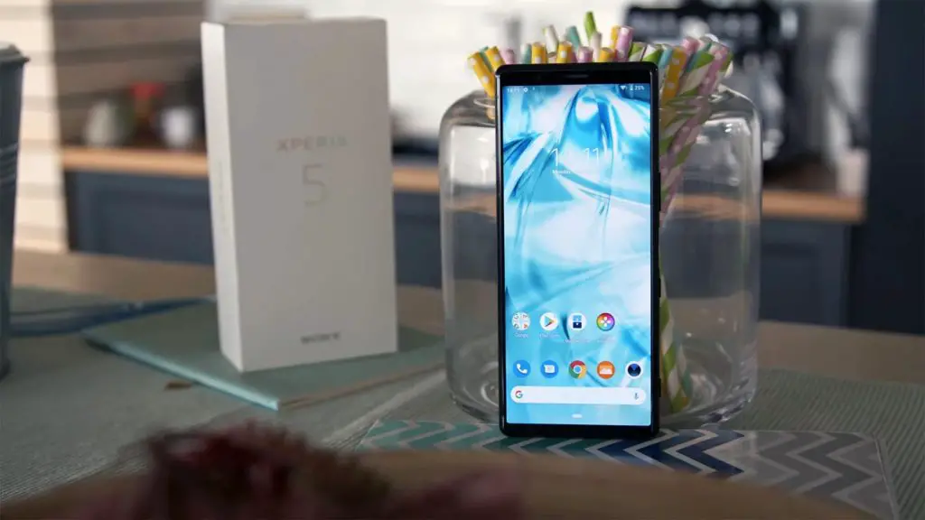 Sony Xperia 5 With Retail Box on the Table