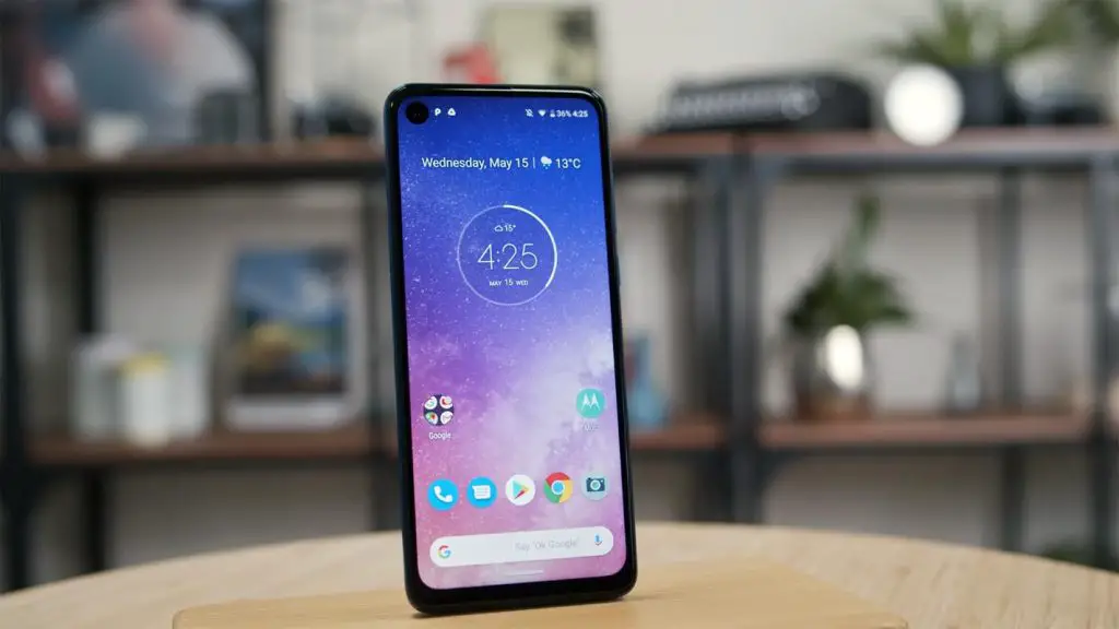 Motorola One Vision Front Display Facing Position on the Table