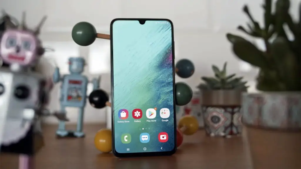 Samsung Galaxy A70 with Robot Toys