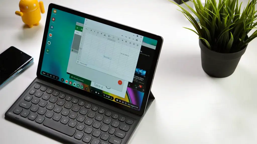 Samsung Galaxy Tab S5e With Keyboard on the Table