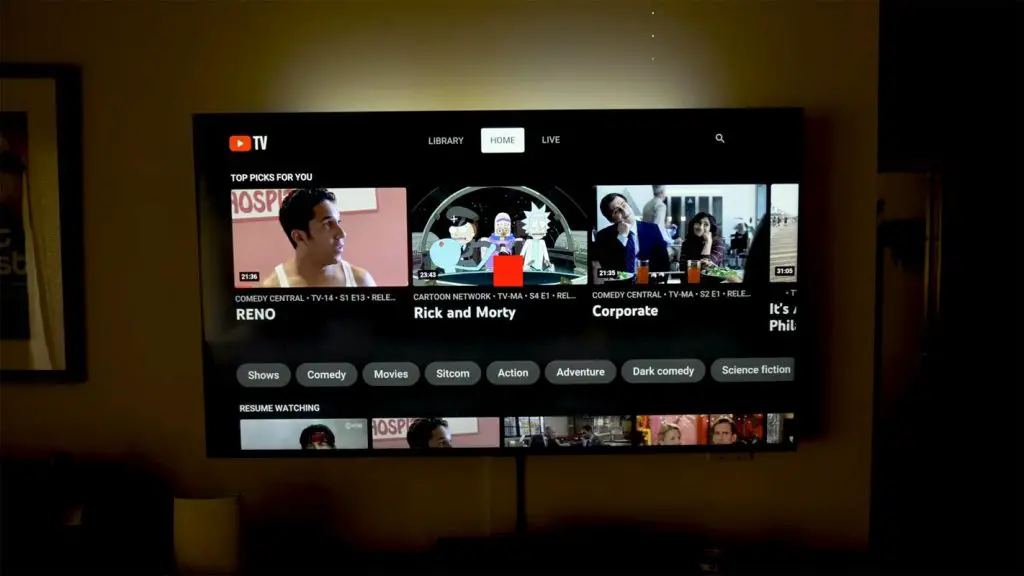 YouTube TV Home Page