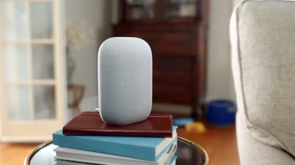 Google Nest Speaker on the Books Table