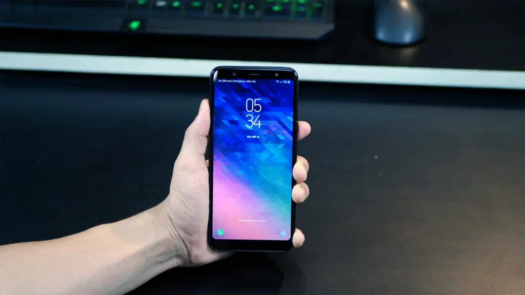 Samsung Galaxy A9 Star Lite Locked Screen in the hand