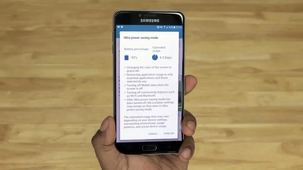 Samsung Galaxy C7 Ultra Power Saving Mode