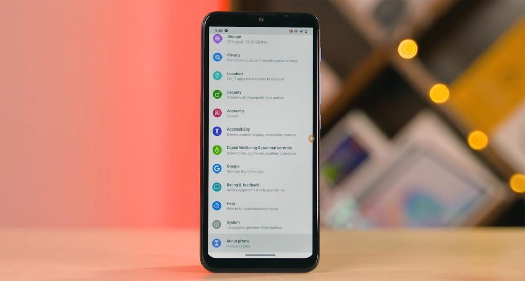 Moto E7 About Settings Details