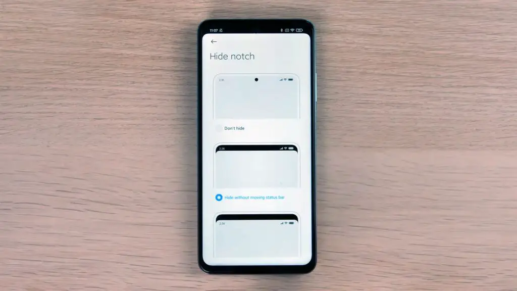 Redmi Note 9 Pro 5G Hide Notch Option