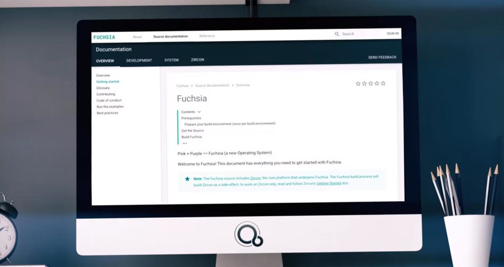 Fuchsia OS Documentaion in iMac