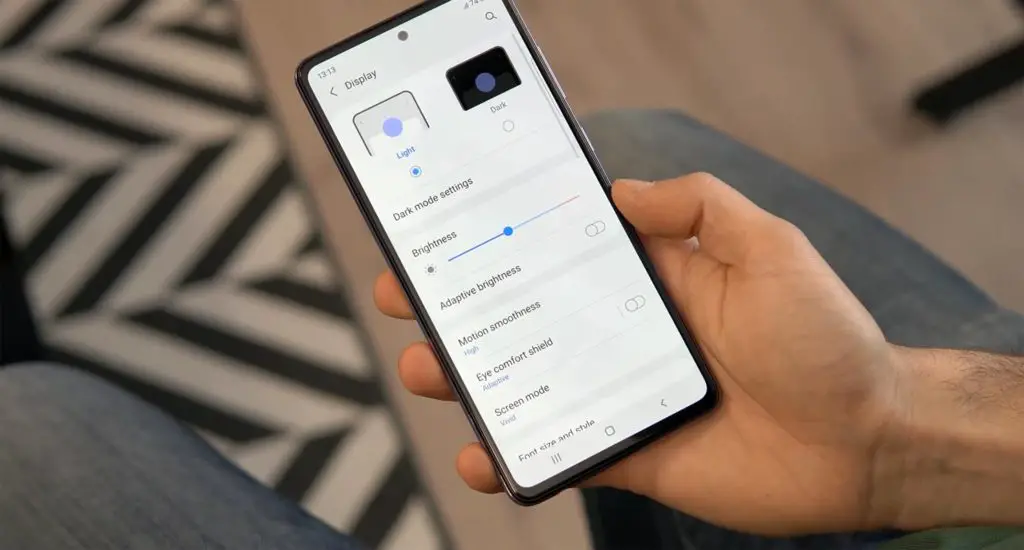 Samsung Galaxy A72 4G Display Mode Settings