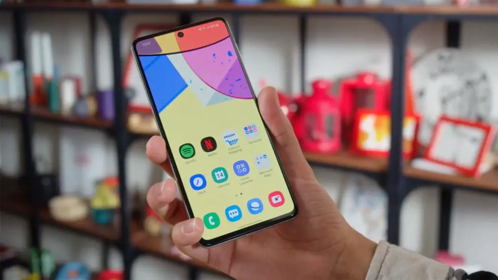 Samsung Galaxy M51 Home Screen Unlocked in hand