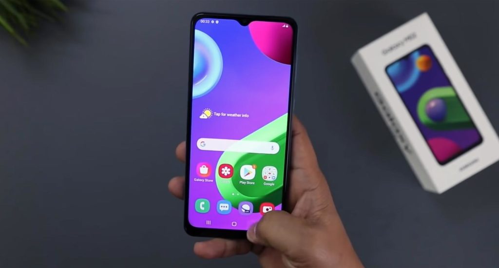 Samsung Galaxy M02 Home Screen in Hand
