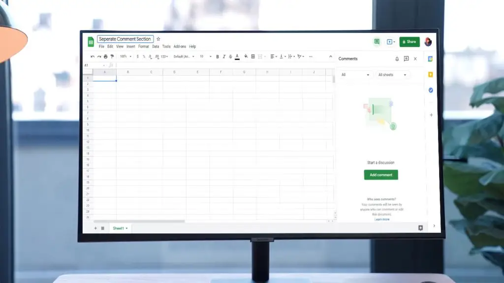 Google Sheets Seperate Comment Section in Samsung LED Monitor