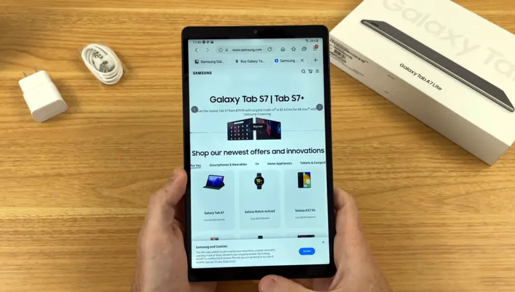 samsung galaxy tab a7 lite browsing