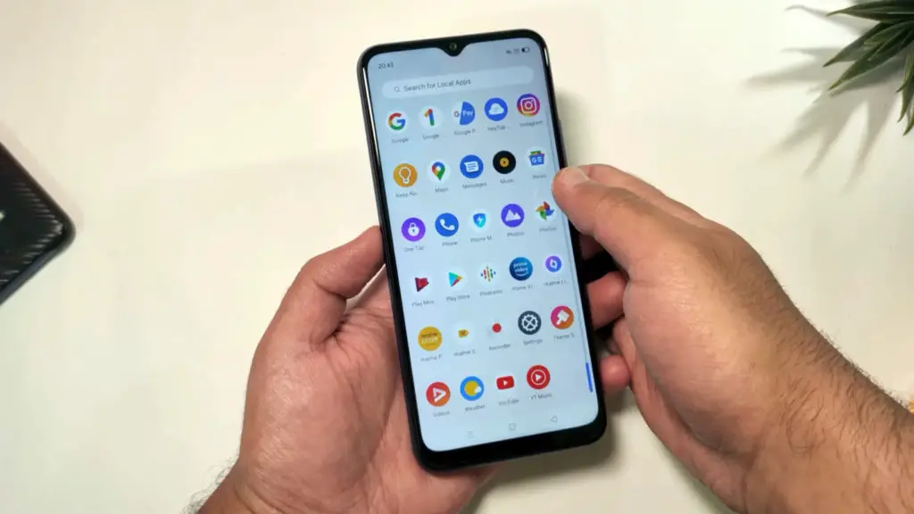 Realme C15 Qualcomm Edition apps screen