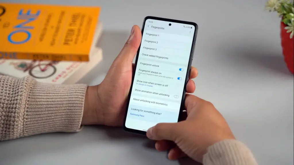 samsung galaxy a52 finger print setting