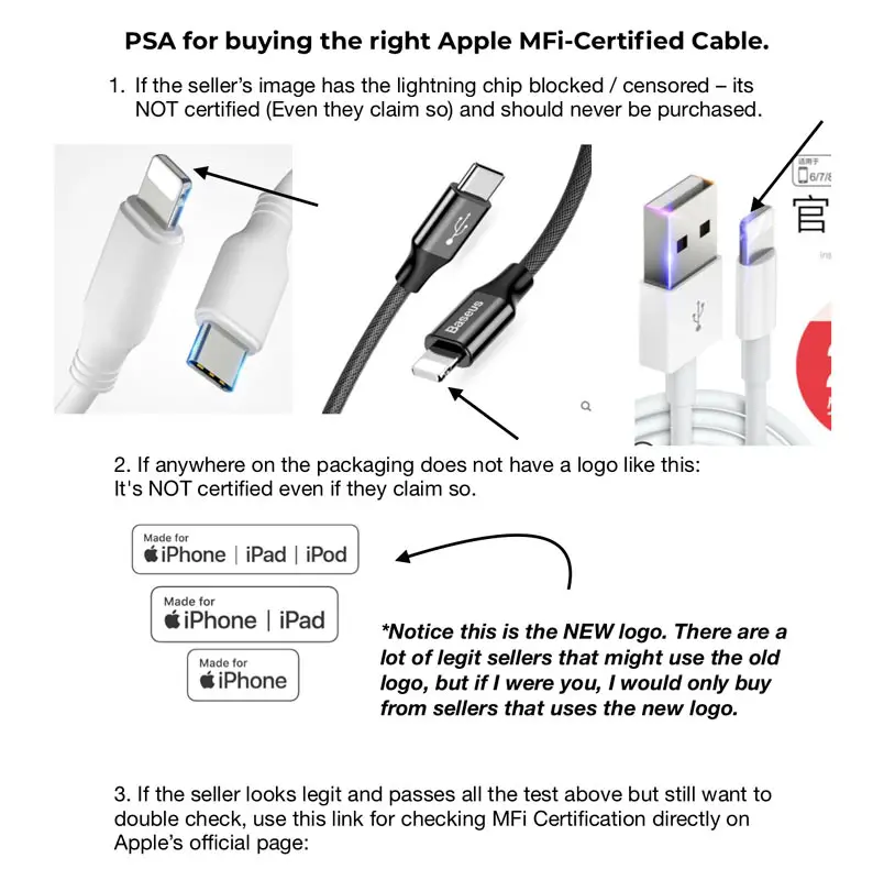 Apple MFI Certfied cables