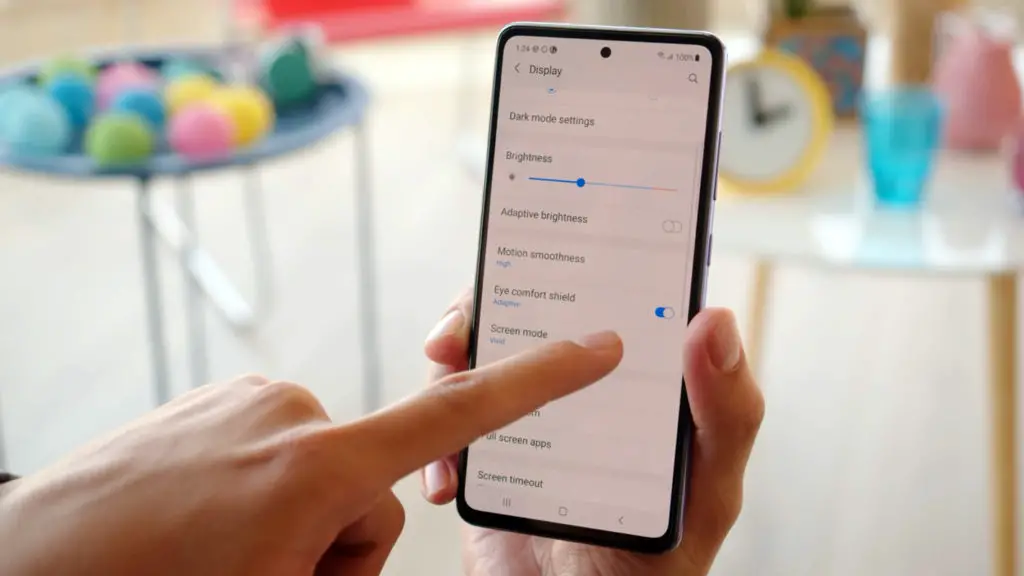 SAMSUNG GALAXY A52 4G DISPLAY SETTINGS