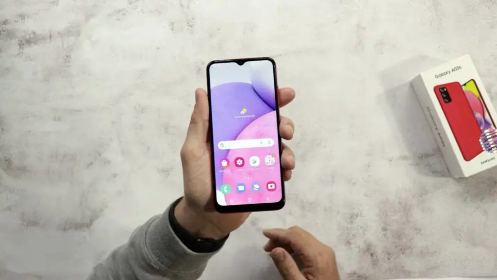 samsung galaxy a03s in single hand