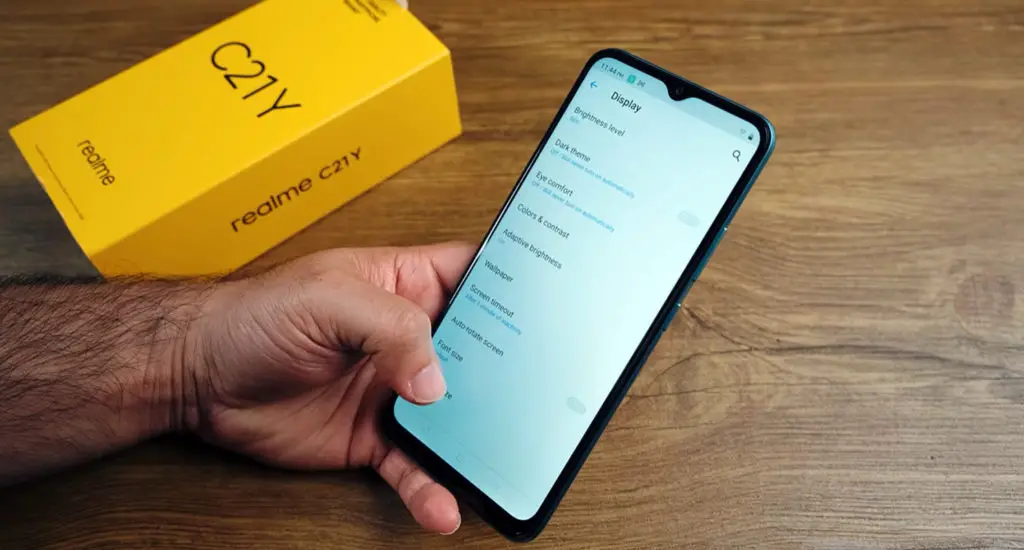 realme c21y display settings