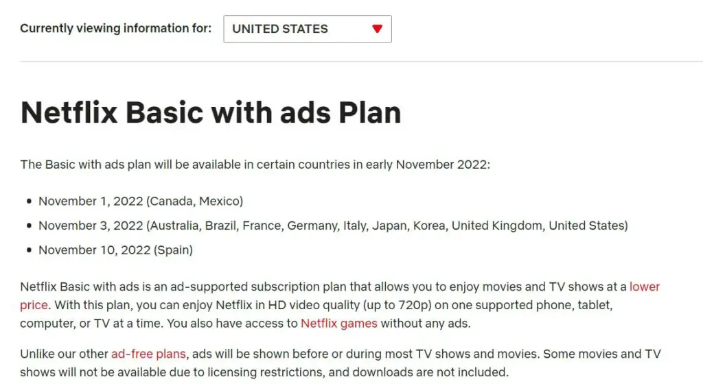 Netflix Ad Supported Plan Official Pricing Availability Usage And Restrictions Android Infotech