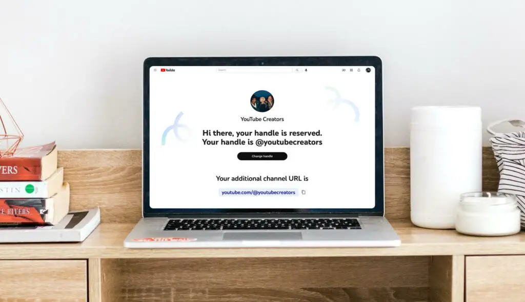 YouTube Custom URL Handles in Laptop
