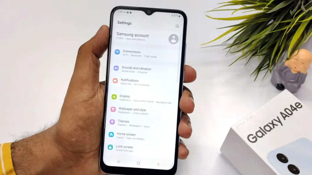 samsung galaxy a04e settings