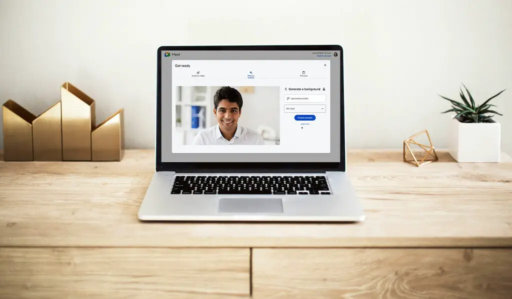 Google Meet AI Background Change in Laptop