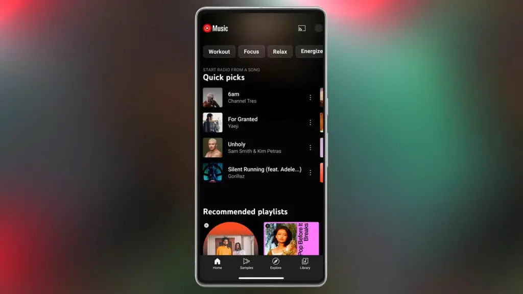 YouTube Music Samples Tab