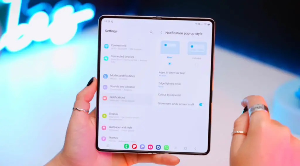 galaxy z fold 5 notification