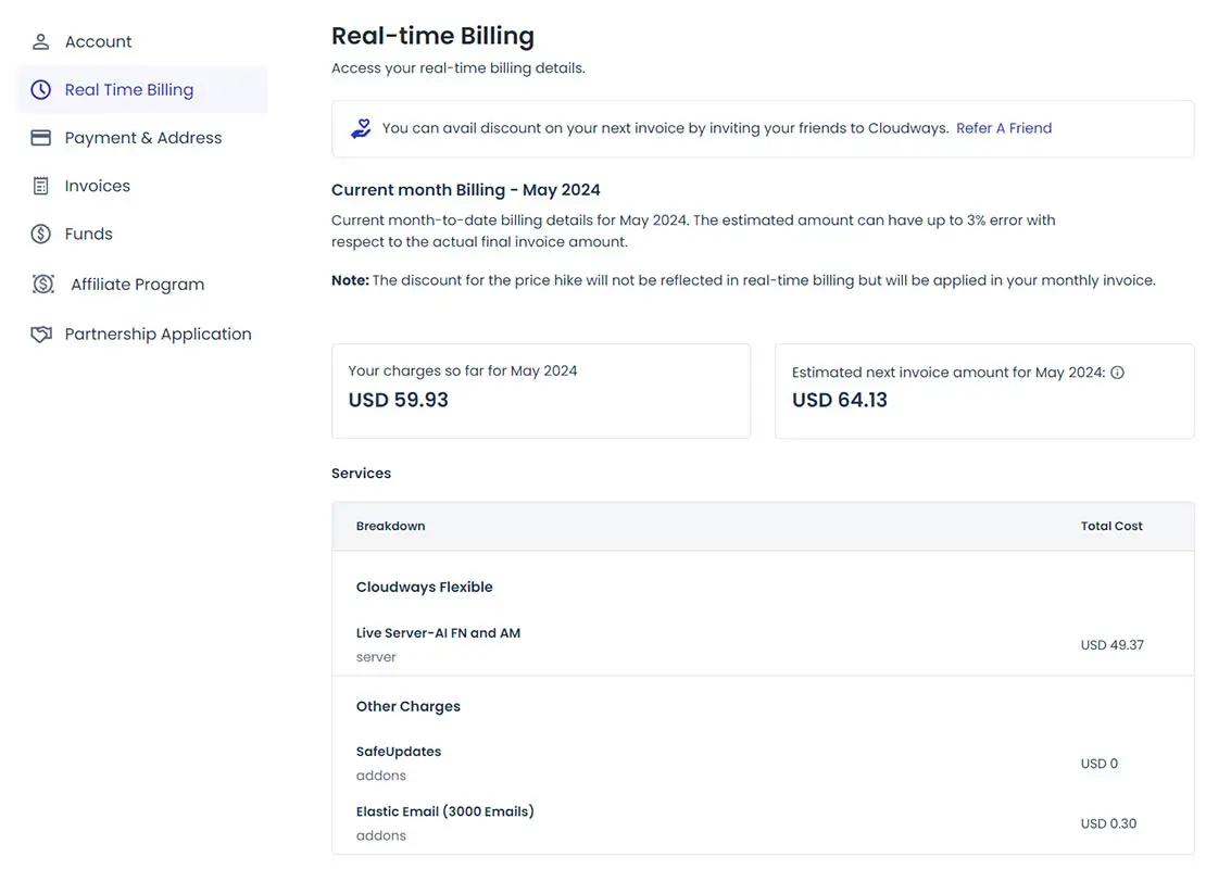 Cloudways Real Time Billing