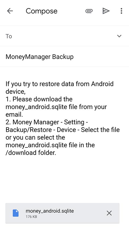 Money Manager App Email Restore Options