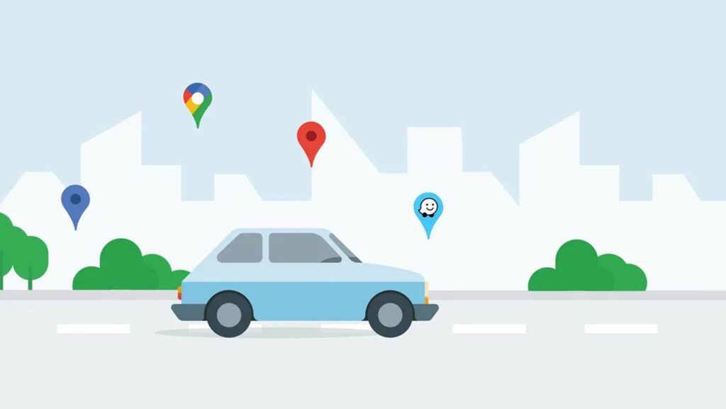 Google Maps Waze Car on Road