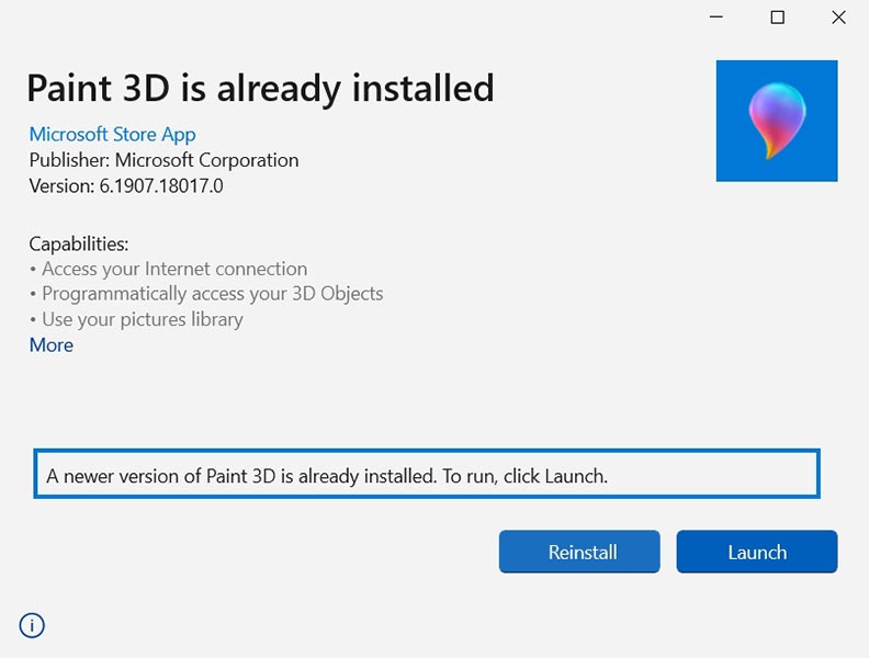 Install Paint 3D Screen