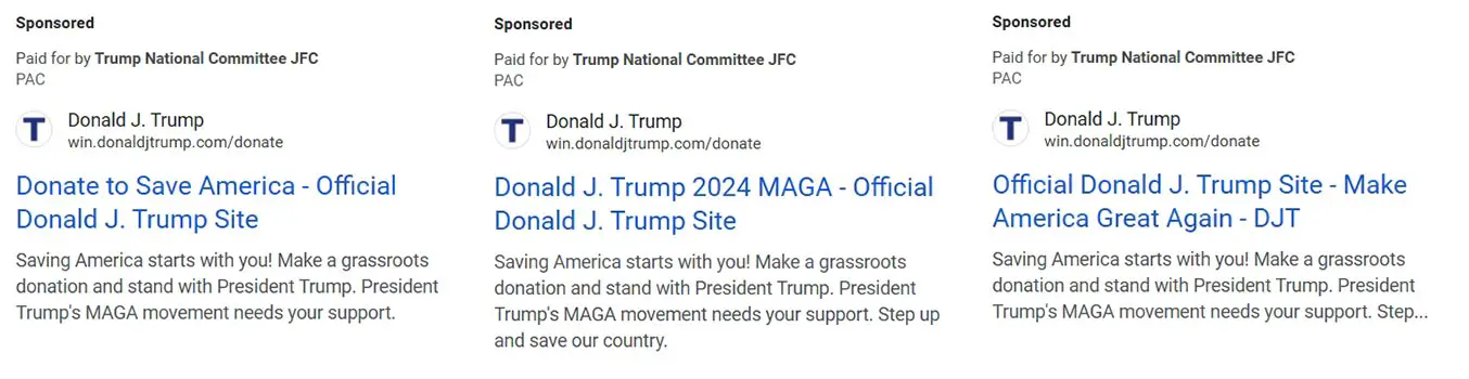 TRUMP NATIONAL COMMITTEE JFC Spends Nearly $3M on Google Ads for Election Campaign