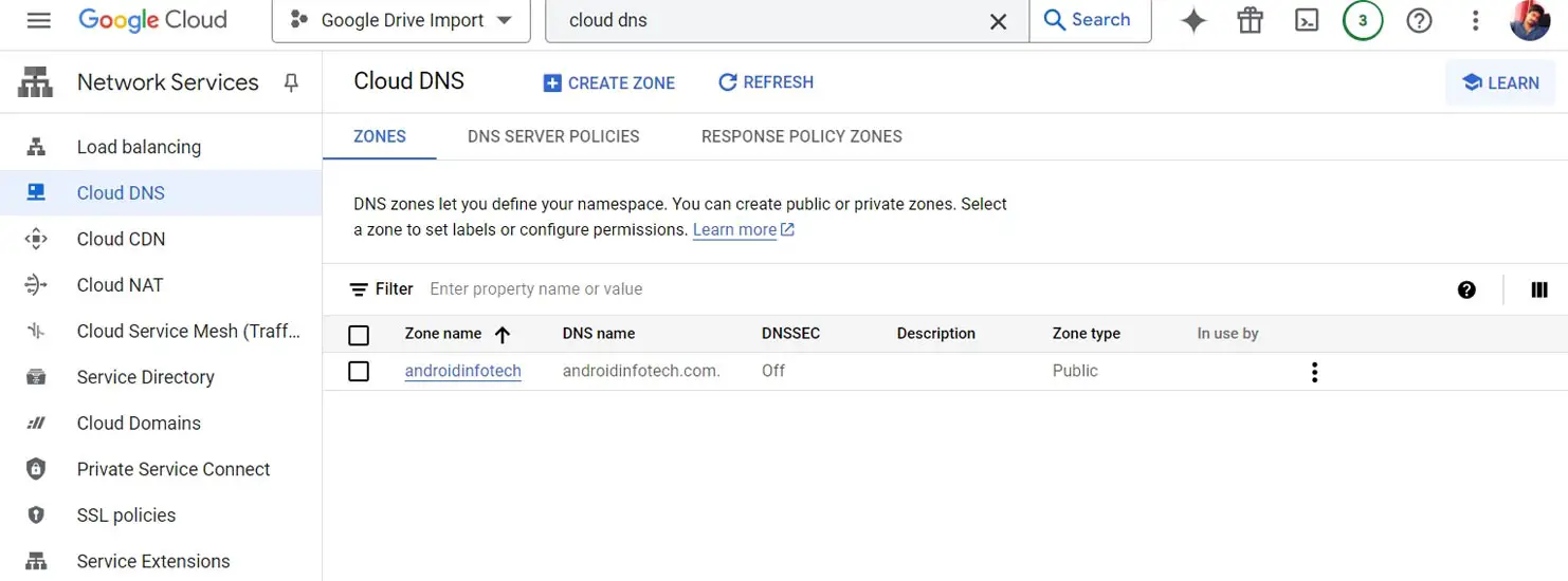 Google Cloud Cloud DNS Zone