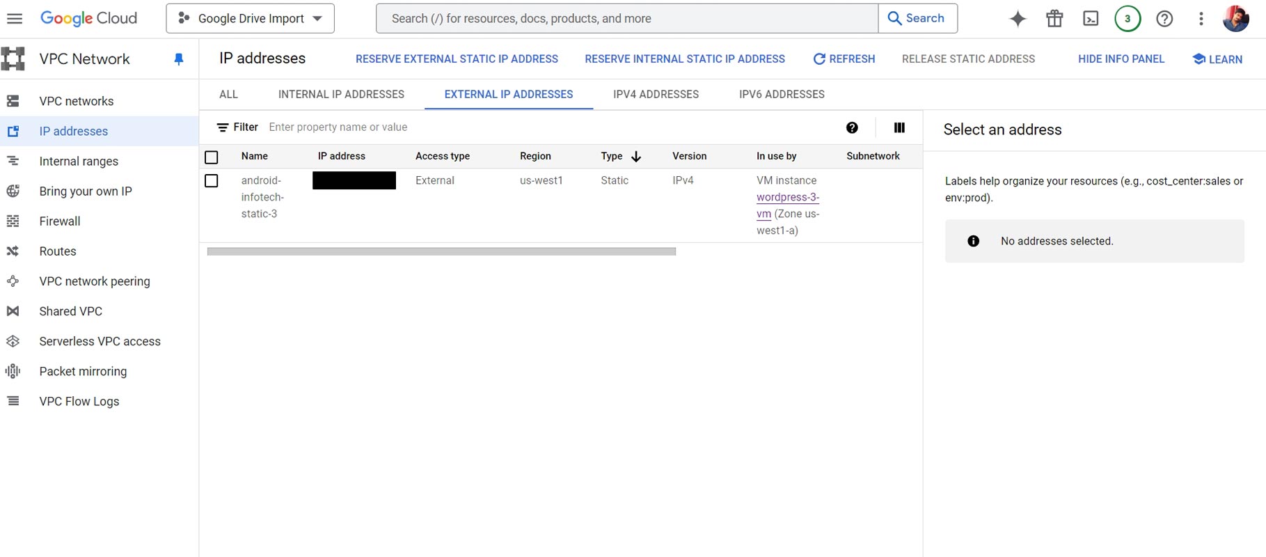 Google Cloud Static IP Address