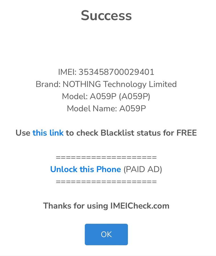 Nothing Phone 3a IMEI Leak Details